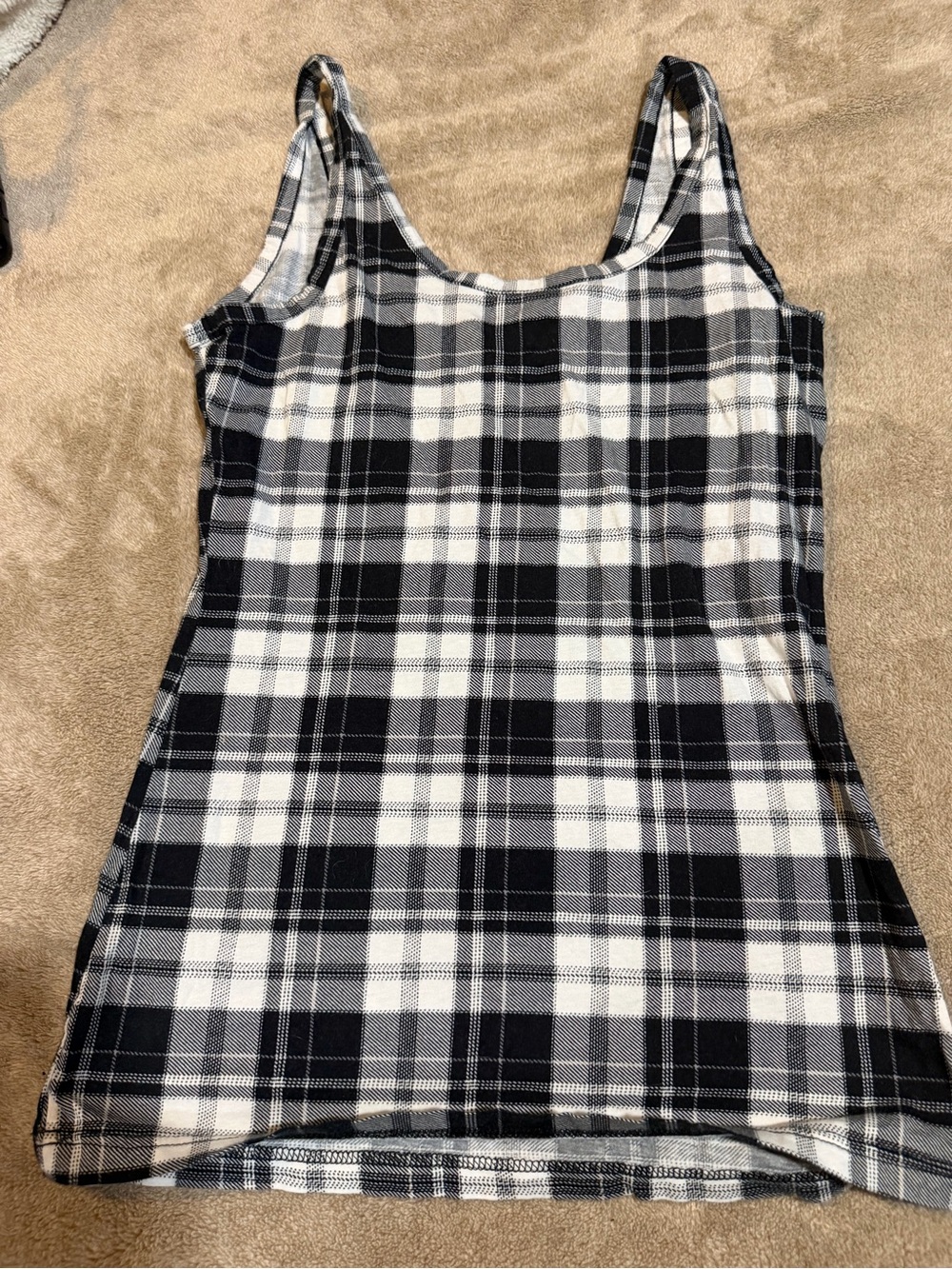 OP Girls Black & White Plaid Tank Top with Button Detail - Picture 3 of 3